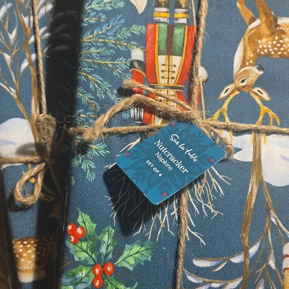 3 Sur La Table Nutcracker Napkins - Red and Blue, 3 Sets Of 4